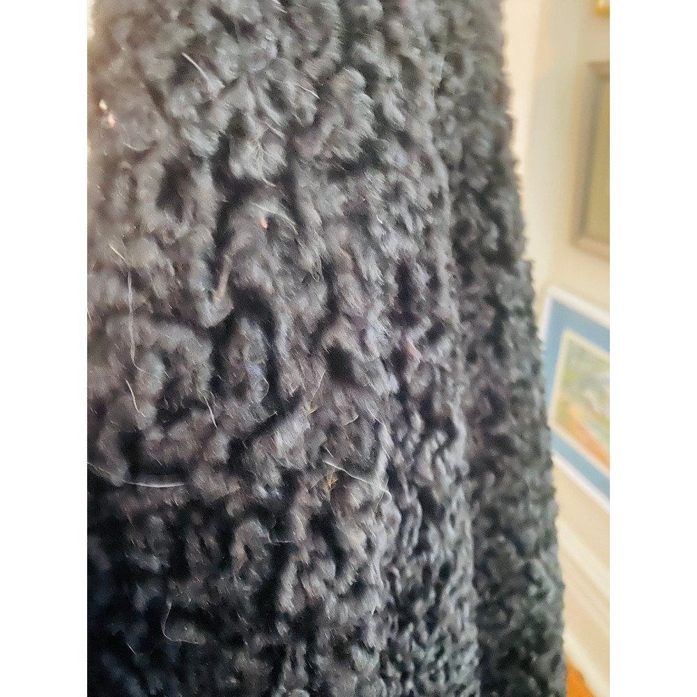 50 VTG Black Persian Lamb Fur Coat luxury old money rockabilly - Picture 8 of 12